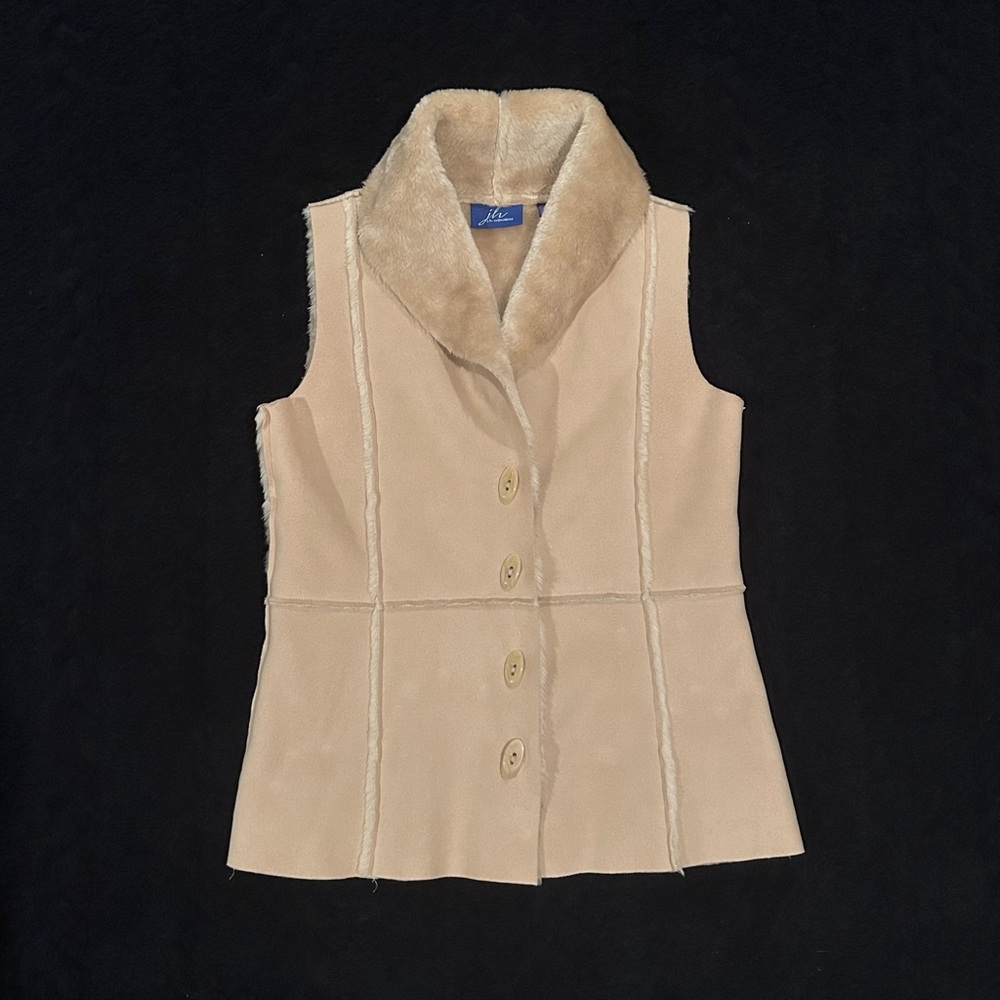 JH Collectibles tan faux fur lined vest size S